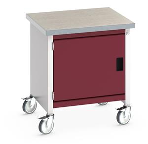 41002087.** Bott Cubio Mobile Storage Workbench 750mm wide x 750mm Deep x 840mm high supplied with a Linoleum worktop (particle board core with grey linoleum surface and plastic edgebanding) and 1 x integral storage cupboard (650mm wide x 650mm deep x 500mm high)....
